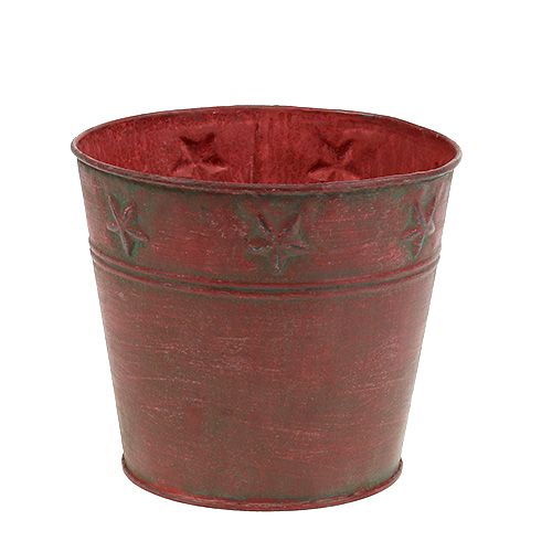 Piros fém vödör csillagokkal Ø15cm H13cm | Floristik24.hu