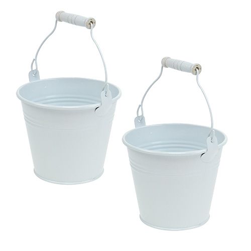 Fém vödör fehér Ø10cm H8cm 10db | Floristik24.hu