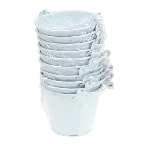 Fém vödör fehér Ø10cm H8cm 10db | Floristik24.hu