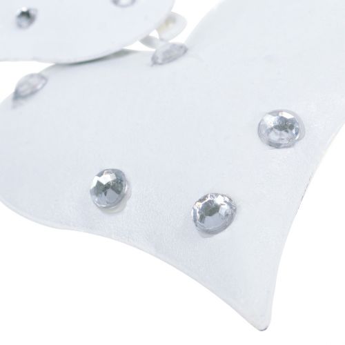 Floristik24 Fém fogas madárfészek szívekkel fehér 18cm 3db