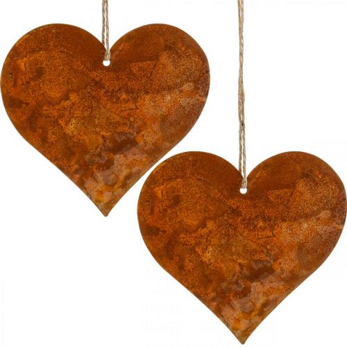 Dekoratív fém szívek, őszi díszek, dekoratív medálok, patina 14×15cm 6db