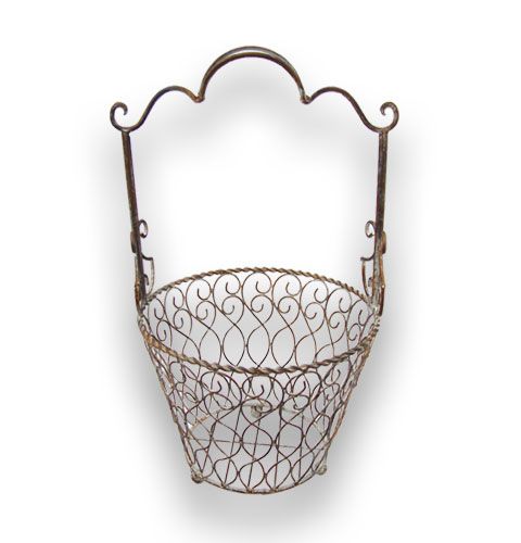 Floristik24 Fém kosarak 2 méretben barna színű fogantyúval