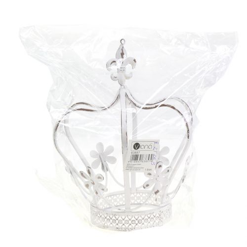 Floristik24 Fém korona antik fehér Ø17cm H21cm