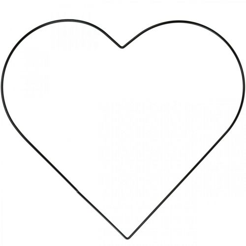 tételeket Fém gyűrű szív alakú, függő dekoráció fém, dekoratív hurok fekete SZ32,5cm 4 db