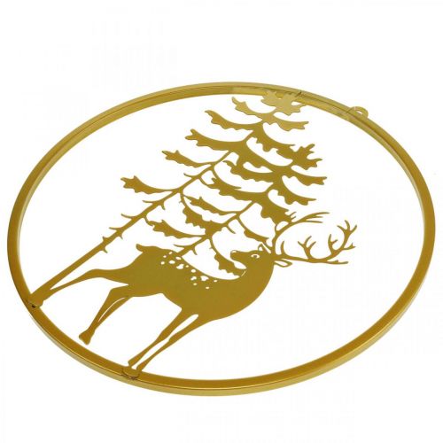 tételeket Arany díszgyűrű felakasztható szarvas fém dekoráció karácsonyi Ø38cm