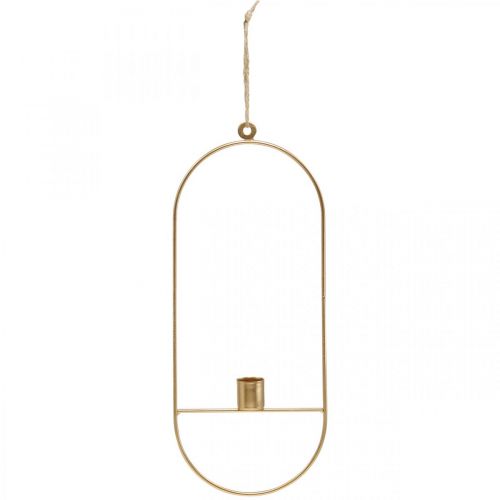 Floristik24 Gyertyatartó arany ovális fém akasztásához 13 × 30,5cm 3db