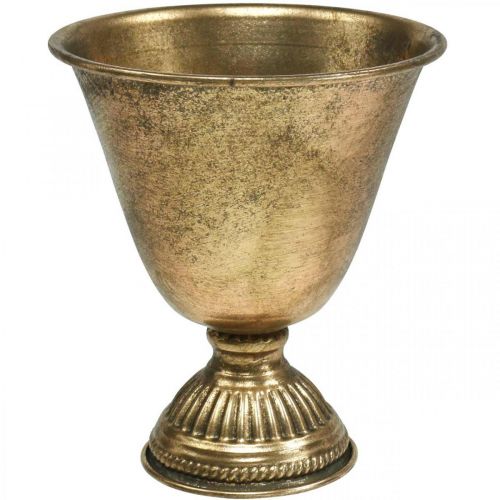Floristik24 Fém tál serleg fém díszítéssel arany antik megjelenés H16cm
