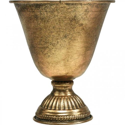 Floristik24 Fém tál serleg fém díszítéssel arany antik megjelenés H16cm