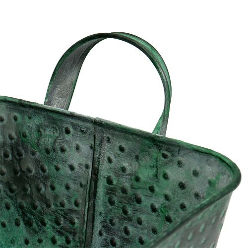 Floristik24 Négyzet alakú fémtál 36cm x 15cm H8cm zöld