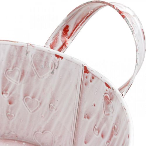 Floristik24 Növénytál, Valentin-nap, fémedény szívdíszítéssel, cserep Ø23cm