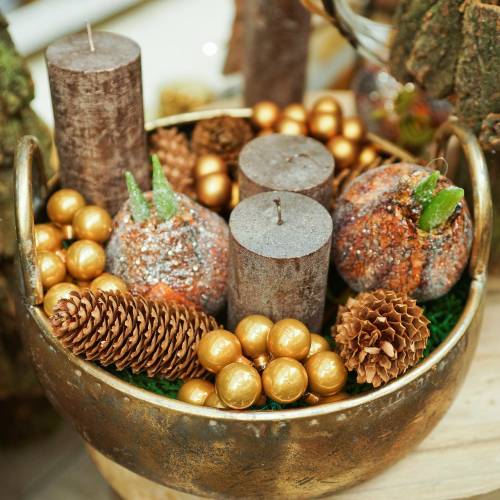 Floristik24 Fém tál fogantyúkkal, antik megjelenés, arany Ø47 / 38 / 31cm, 3 db