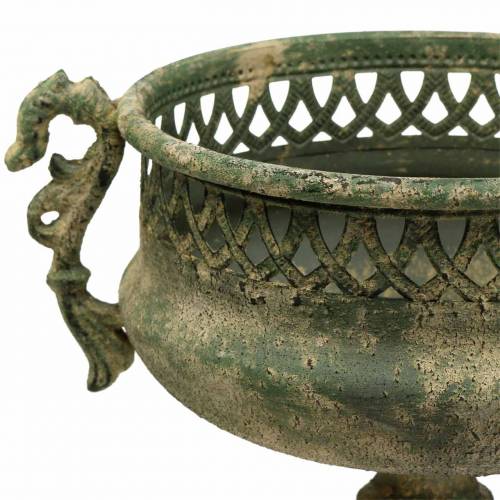 tételeket Dekoratív csésze, antik megjelenés, fém, mohazöld, Ø19cm, H35,5cm