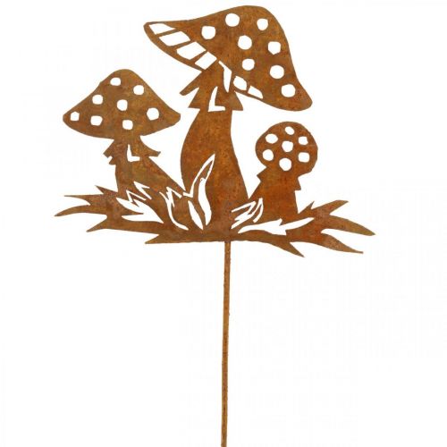 Őszi dugós gombagomba, fém díszítéssel, virágdugóval patina 39cm