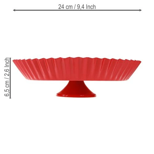 Fémtányér retro dísztányér piros fém talppal Ø24cm 2db | Floristik24.hu