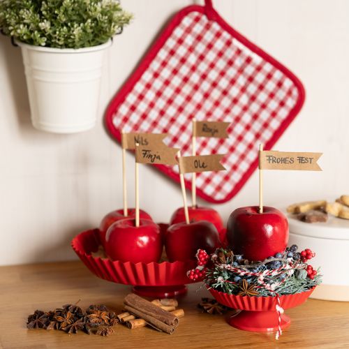 Floristik24 Fémtányér retro dísztányér piros fém talppal Ø24cm 2db