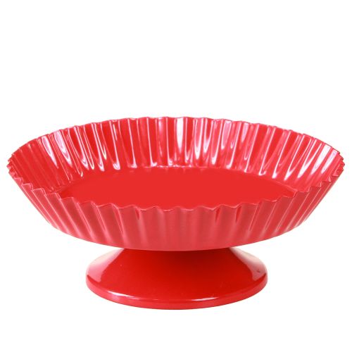 Floristik24 Fémtányér piros kis dísztányér talppal Ø14cm 2 db