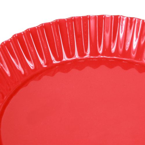 Floristik24 Fémtányér piros kis dísztányér talppal Ø14cm 2 db