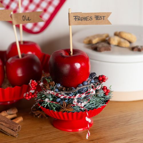 Floristik24 Fémtányér piros kis dísztányér talppal Ø14cm 2 db