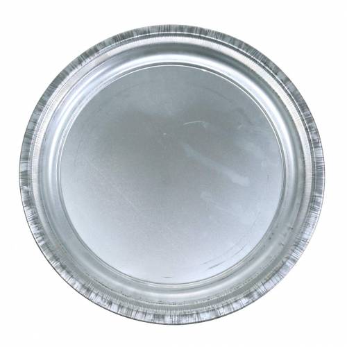 Floristik24 Dekoratív lemez fém ezüst fényes Ø34cm H3cm