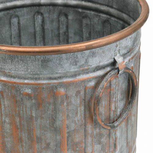 Floristik24 Dísztál fülekkel, növénycserép, fémedény ezüst, réz színű antik megjelenés H31 / 24,5cm Ø29,5 / 22cm 2 db-os készlet