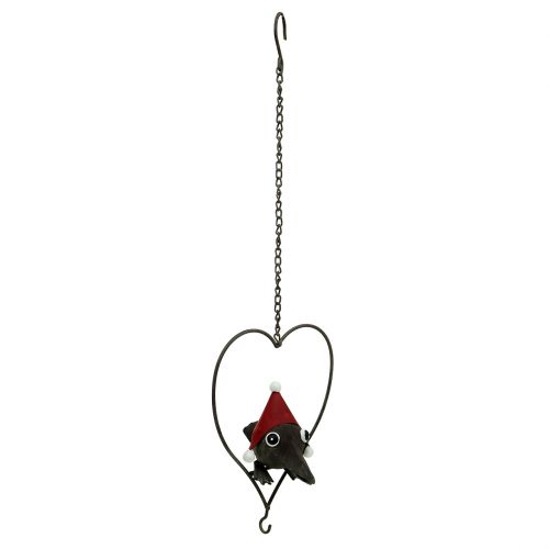 Floristik24 Madár a szívben dekorációs fogas fém szürke 48cm