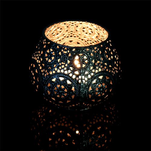 Floristik24 Fém lámpás ezüst keleti Ø10cm H7,5cm 1db