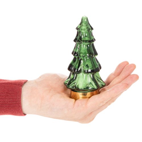 Üveg karácsonyfa LED fényekkel, asztaldísz, karácsony, 13 cm, 2 darab | Floristik24.hu
