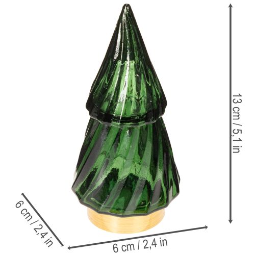 Üveg karácsonyfa LED fényekkel, asztaldísz, karácsony, 13 cm, 2 darab | Floristik24.hu