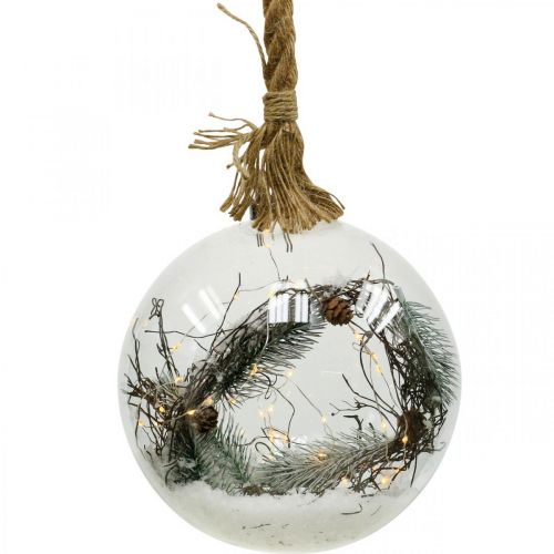 Floristik24 LED golyós hófenyő belső Ø20cm 40L meleg fehér időzítő