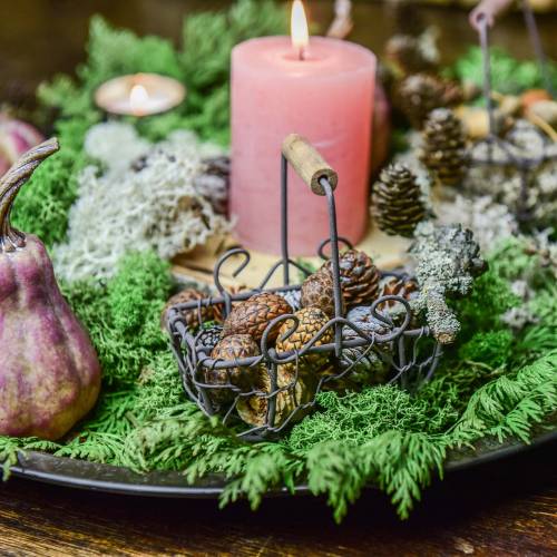 Floristik24 Mini drótkosár variáció fa nyéllel, rozsdabarna, H10,5-11,5cm, 9 db