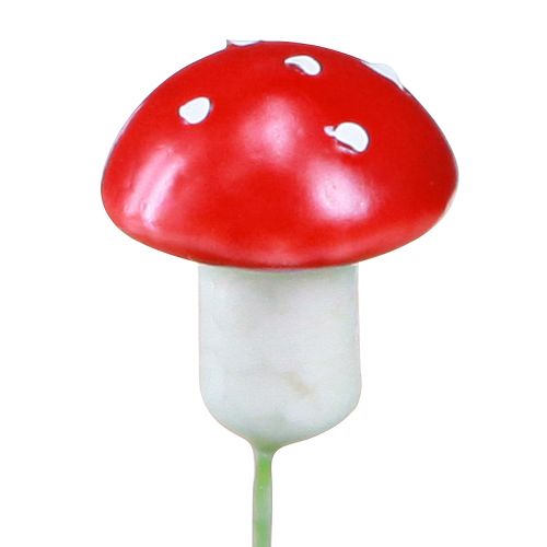 tételeket Mini légyölő galóca dróton piros fehér díszgomba Ø2cm 48 db