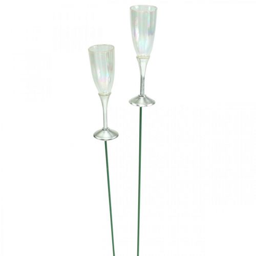 Floristik24 Mini pezsgős pohár szilveszteri dekoráció ragasztóhoz 7,5cm 24db