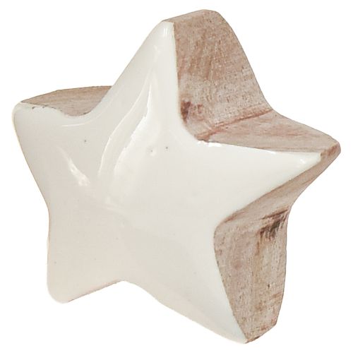 Floristik24 Mini Csillagok Fehér Mangófa Fa Csillag Dekoráció Ø3cm 9 db