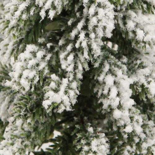 Floristik24 Mini karácsonyfa fa talp zöld fehér Ø8cm H18cm 3db