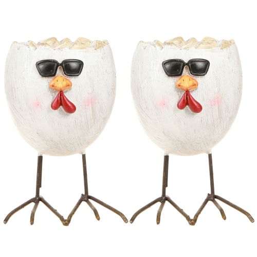 tételeket Mini ültetvényes tojásos csirke napszemüveggel és lábbal H12,5cm 2 db