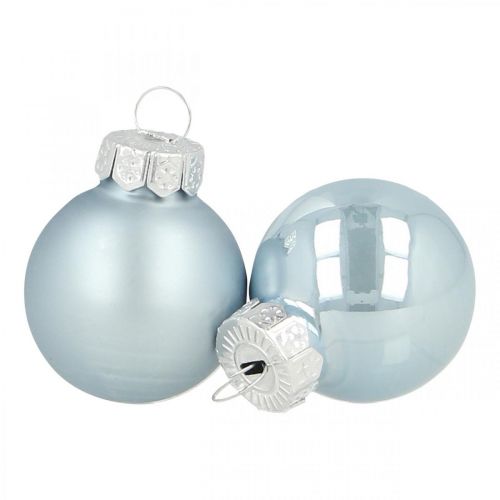 Mini karácsonyi golyó üveg kék fényes/matt Ø2,5cm 24db
