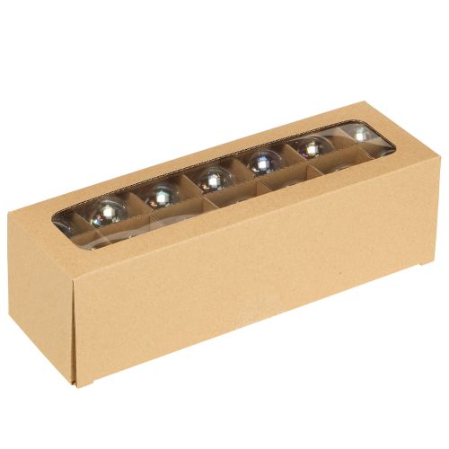 tételeket Mini karácsonyi gömbdíszek, üveg, irizáló, átlátszó, 4 cm, 24 darab