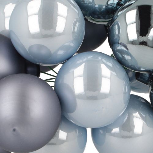 tételeket Mini karácsonyi golyók üvegből, kék matt metálfényű, 40 mm, 32 db