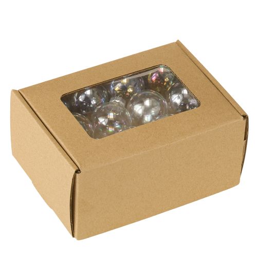 tételeket Mini karácsonyi üveggömbök, irizáló, átlátszó, 3 cm, 22 darab