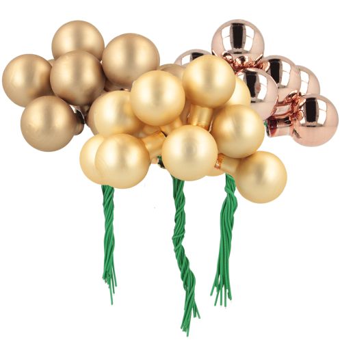 tételeket Mini karácsonyi gömbök arany rózsa tükör bogyók 2 cm 140 darab