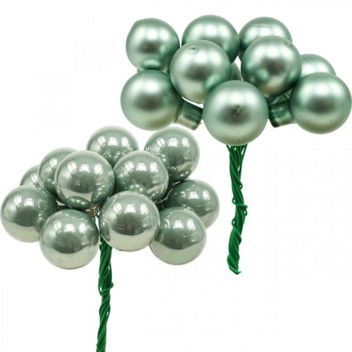 Floristik24 Mini karácsonyi labdák drót menta tükör bogyók 20mm 140p