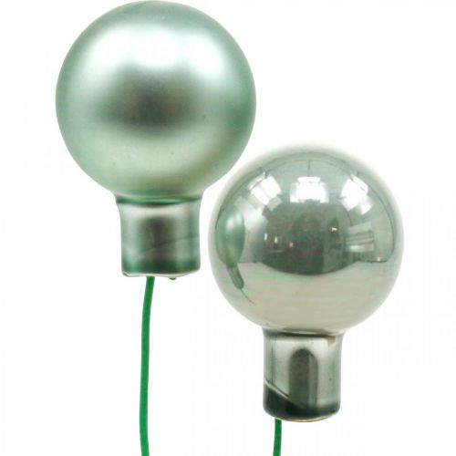 Floristik24 Mini karácsonyi labdák drót menta tükör bogyók 20mm 140p