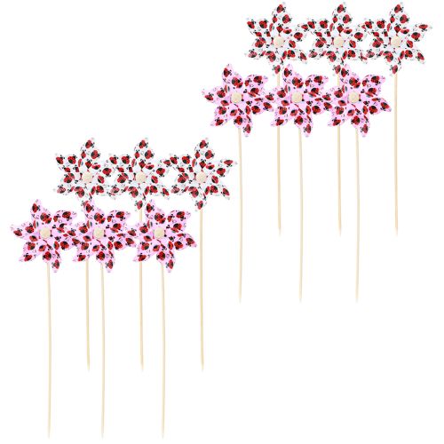 tételeket Mini Szélmalom Katicabogár Dekoráció Fehér Lila Ø8cm 12 Db