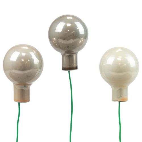 tételeket Mini karácsonyi golyók krémszürke üveg tükörbogyók Ø25mm 140 db