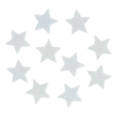 Floristik24 Mini csillogó csillag 2,5cm fehér 48db
