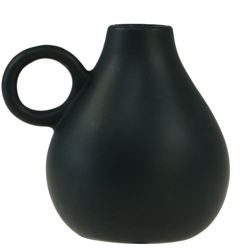 Mini kerámia váza fekete fogantyú kerámia dekoráció 8,5cm