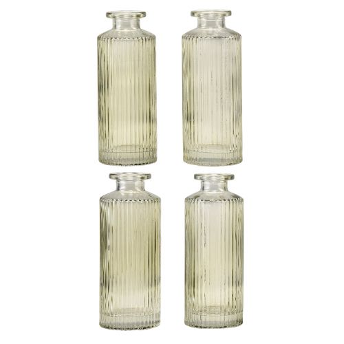 tételeket Mini vázák üveg hornyokkal retro virágváza zöld Ø5cm 4db