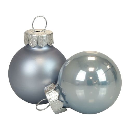 Mini karácsonyi golyók üveg kék matt/fényes Ø2,5cm 20db