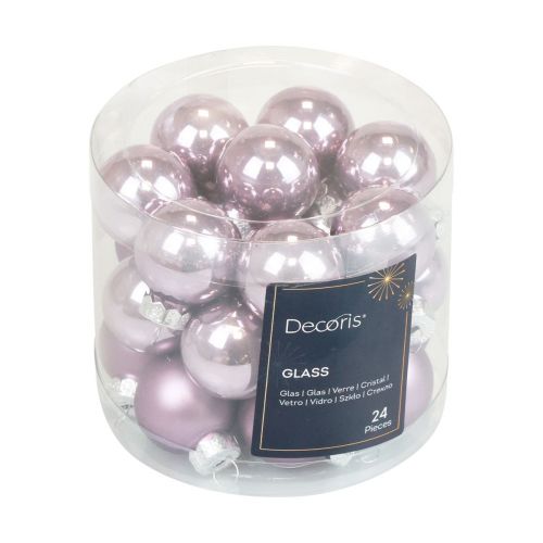 Floristik24 Mini karácsonyi labdák üveg lila lila fényes/matt Ø2,5cm 20 db