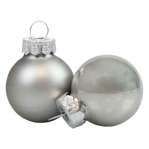 Mini karácsonyi golyók üveg ezüst fényes/matt Ø2,5cm 20 db